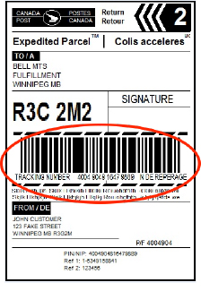Packing label example